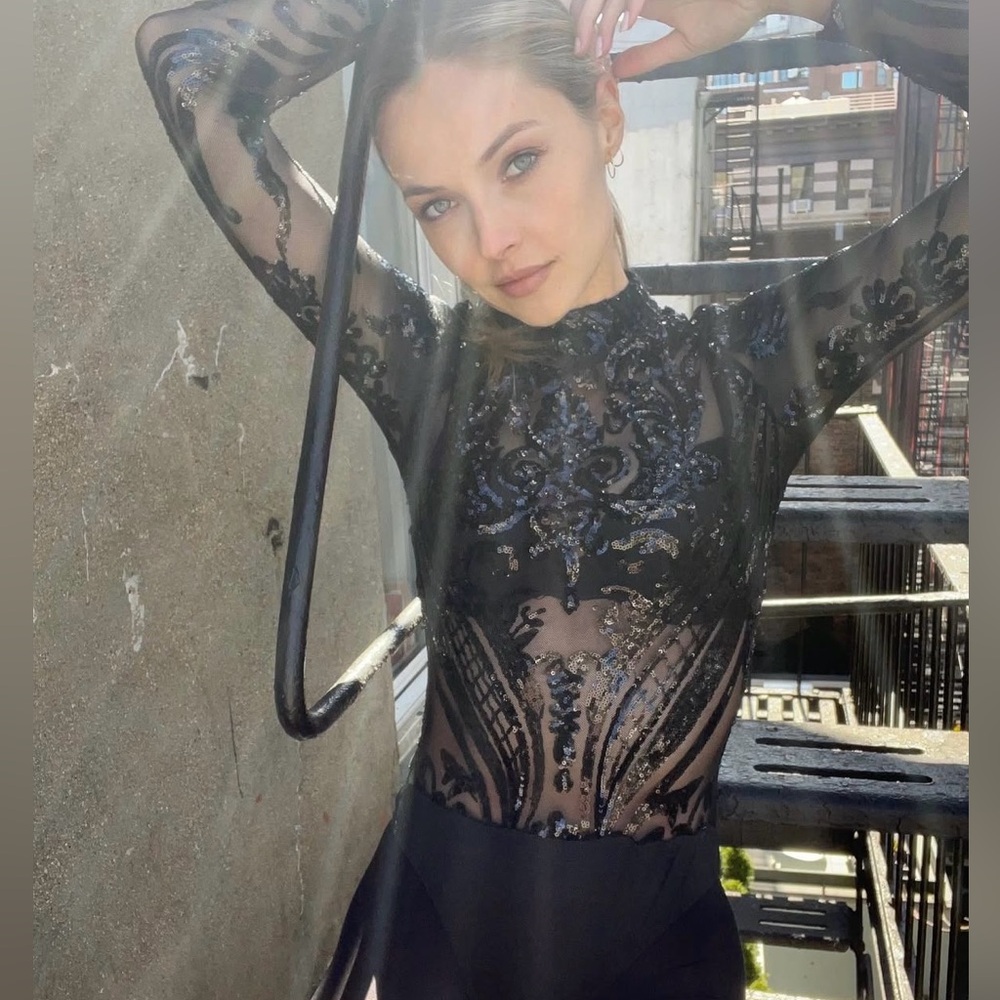 Black sequins bodysuit